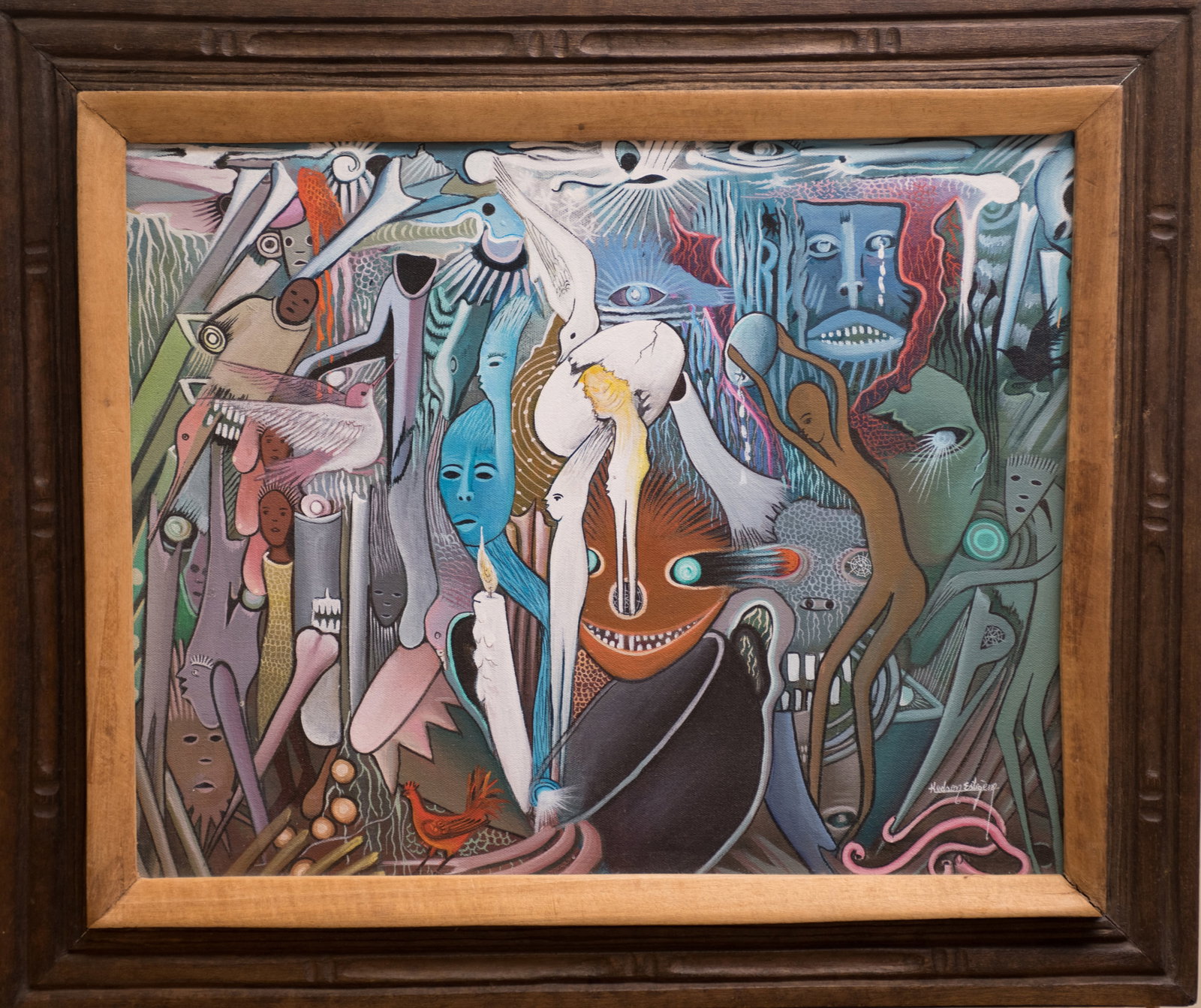 Kedson Estigene Original Haitian Painting Surrealistic Loa's: Kedson Estigene Original Haitian Painting Surrealistic Loa's-Oil on Canvas FRAMED