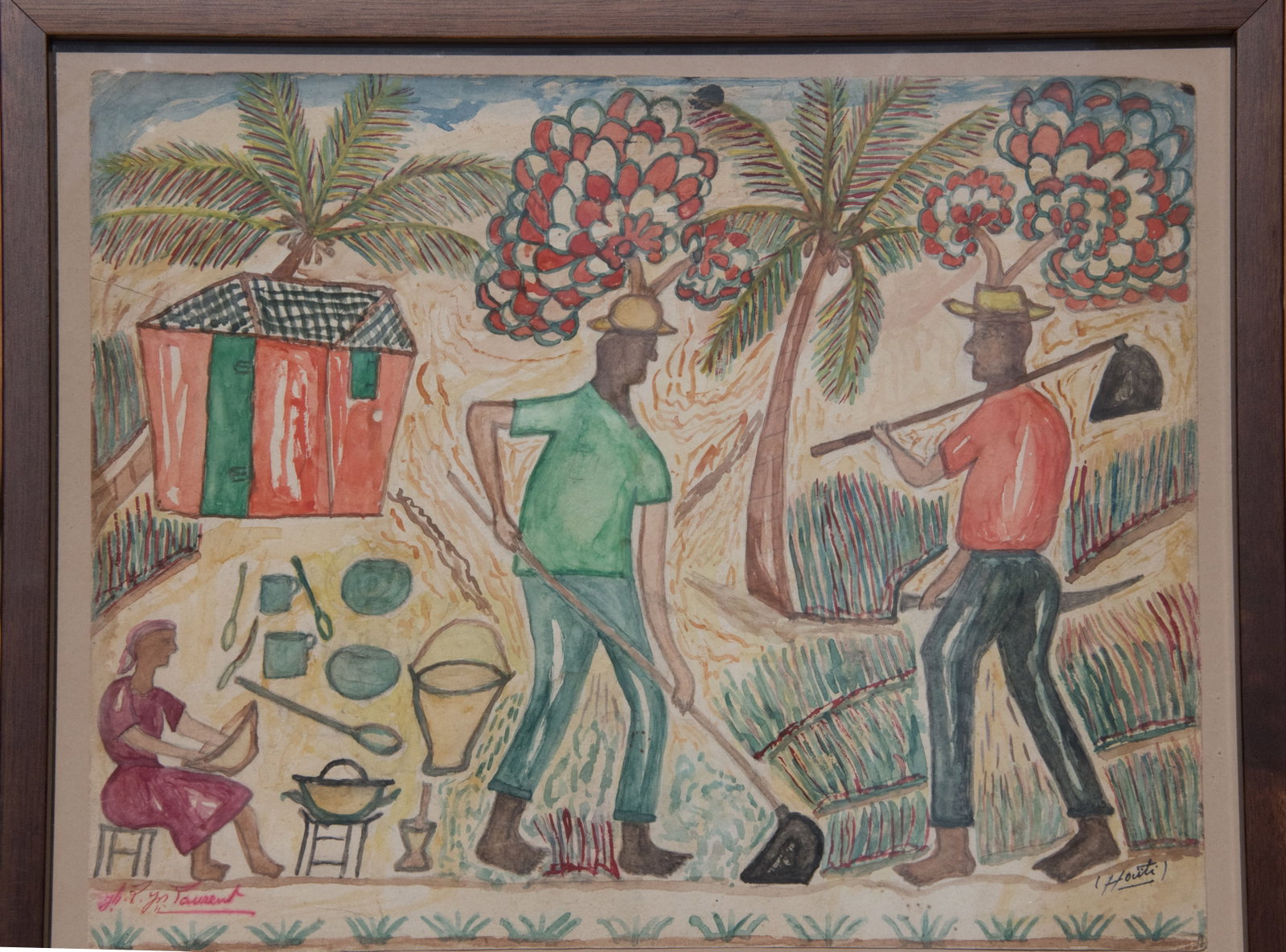 Konbit / Cultivatin the Soil Original Haitian Watercolor by Joseph Jean-Laurent (1 of 1)