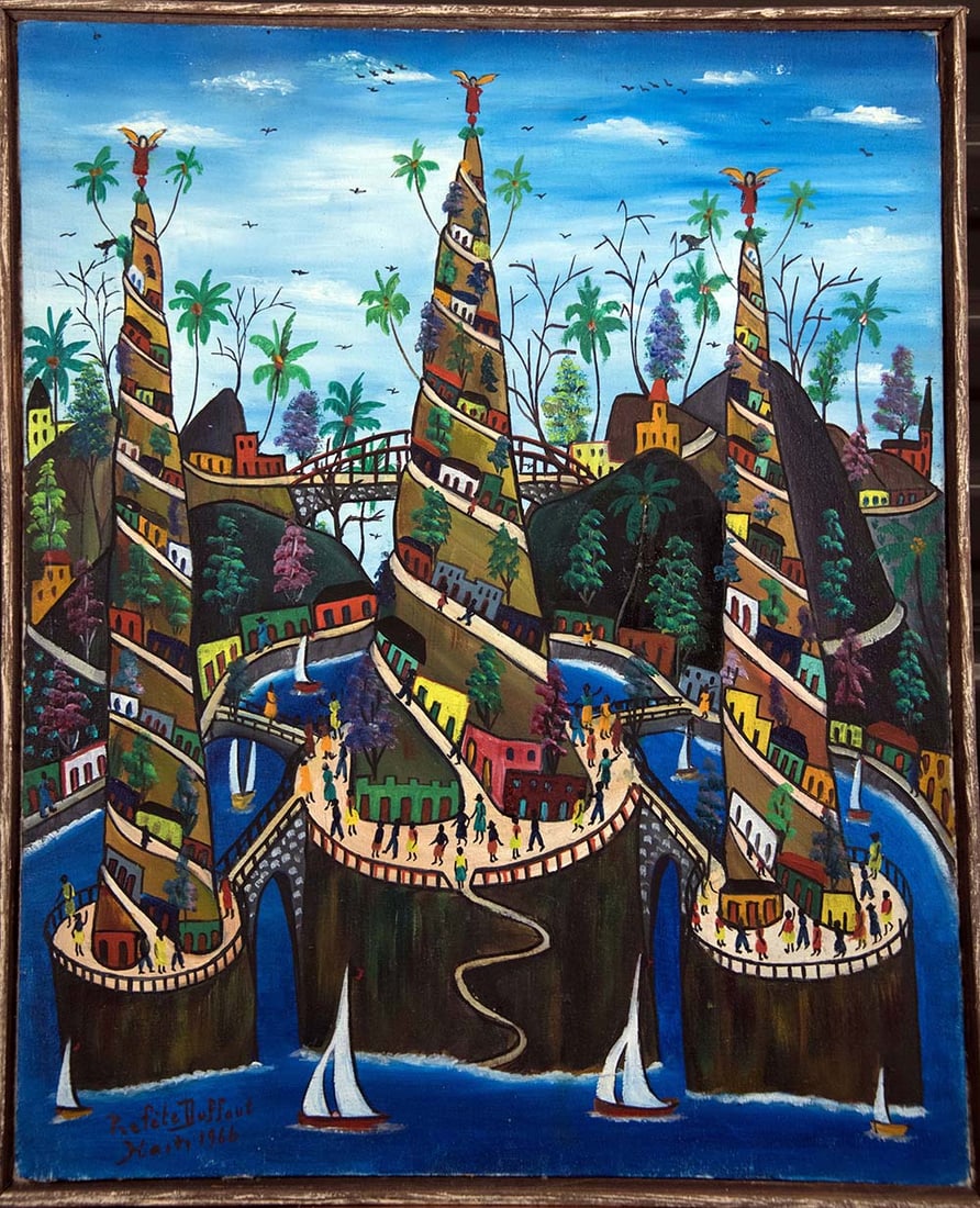Village Imaginaires Original Haitian Painting by Prefete Duffaut (1 of 1)