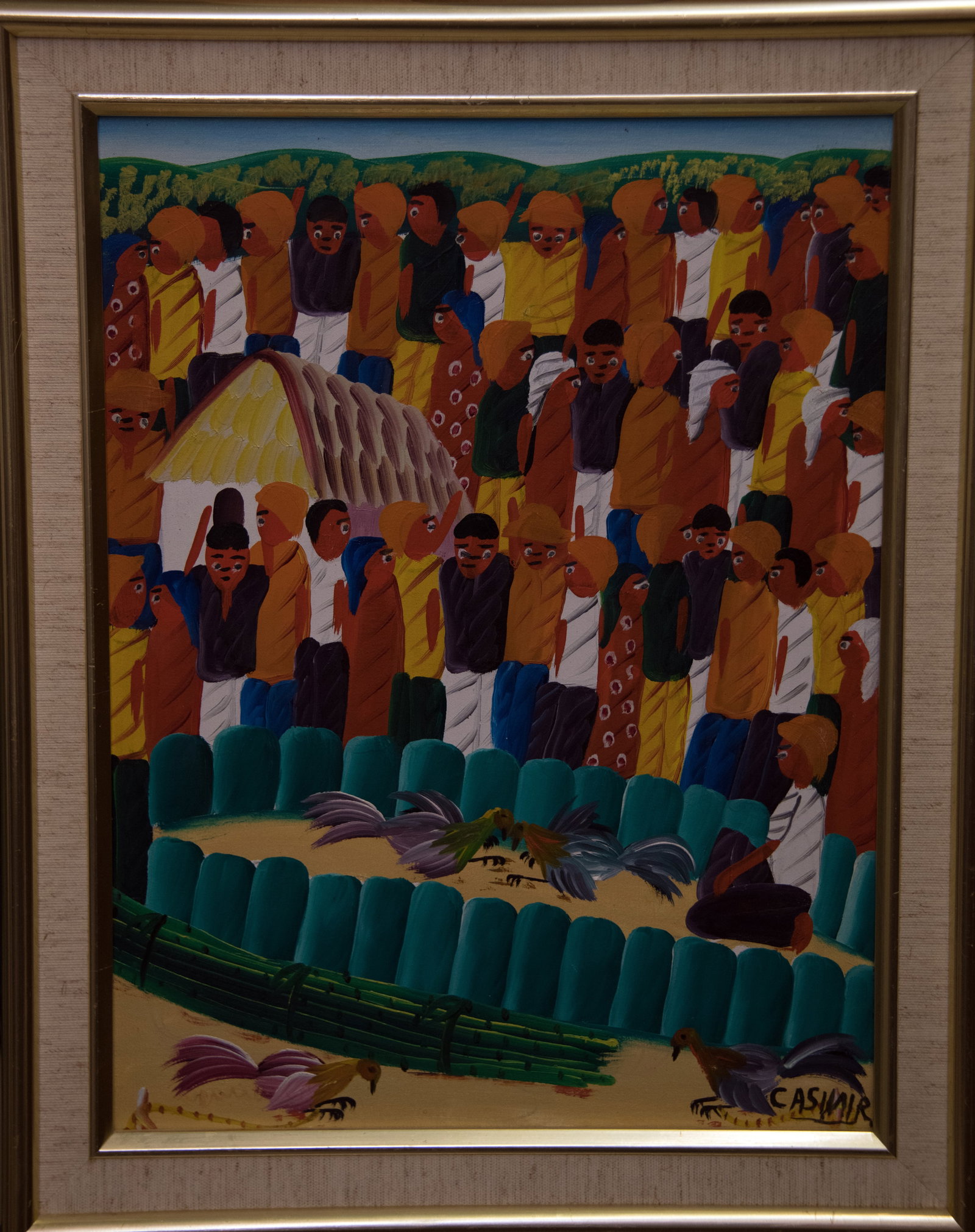 Cockfight 1981-1 (LC) Original Haitian Painting by Laurent Casimir (1 of 1)