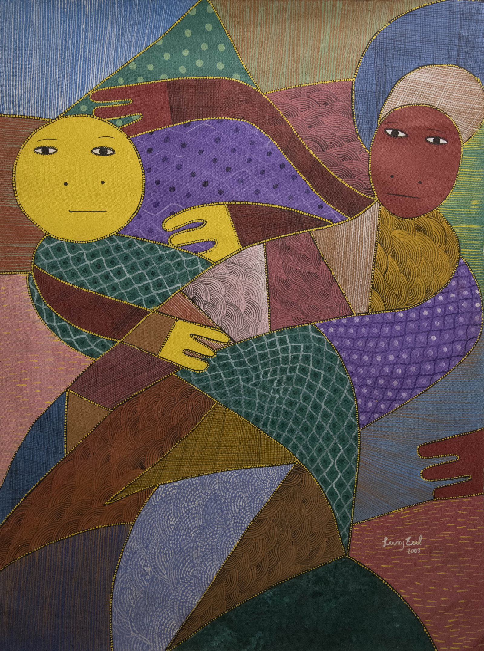 Orignial Haitian Painting by Levoy Exil (2 Faces Yellow and Red) (LE) (1 of 1)