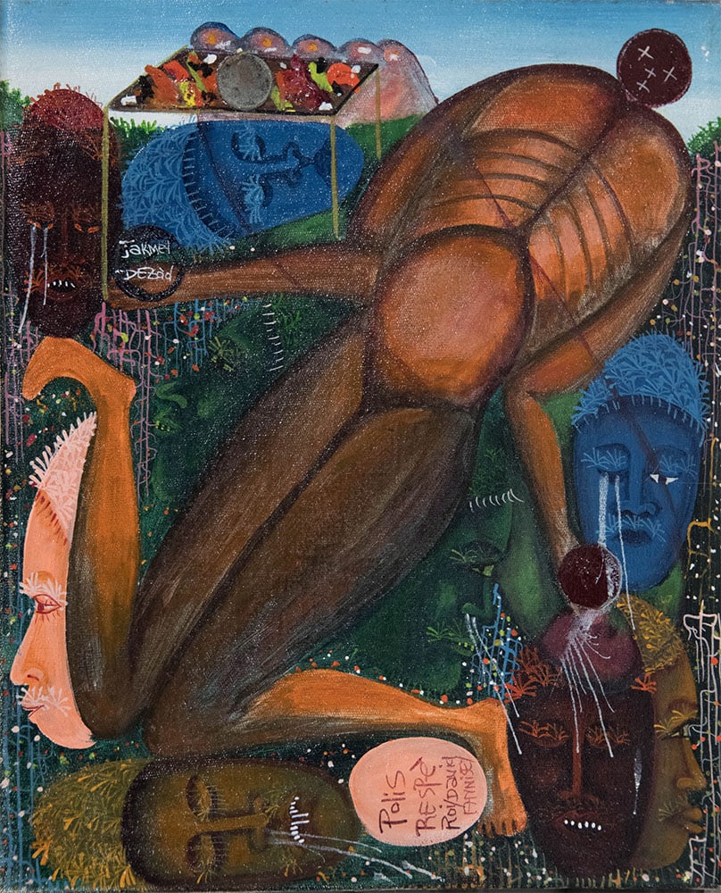 Original Haitian Painting by Roi David Annisey Blue Faces (1 of 1)
