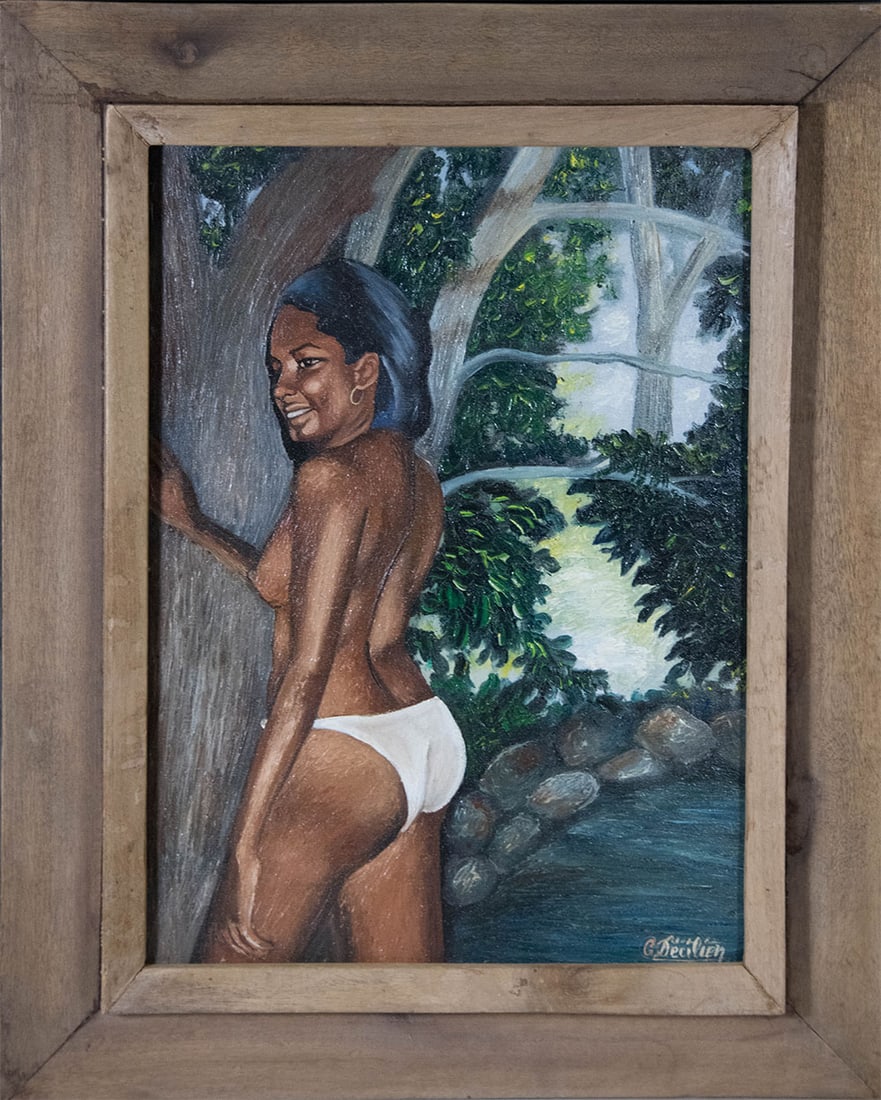 A Girl in her Painties Original Haitian Painting by Gerald Decilien (1 of 1)