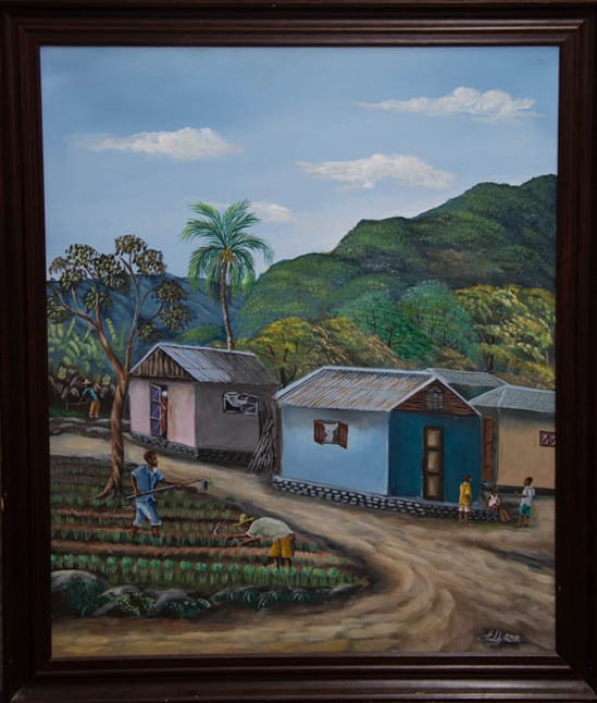 Village Landscape Original Haitian Painting by Eddy Azor (1 of 1)
