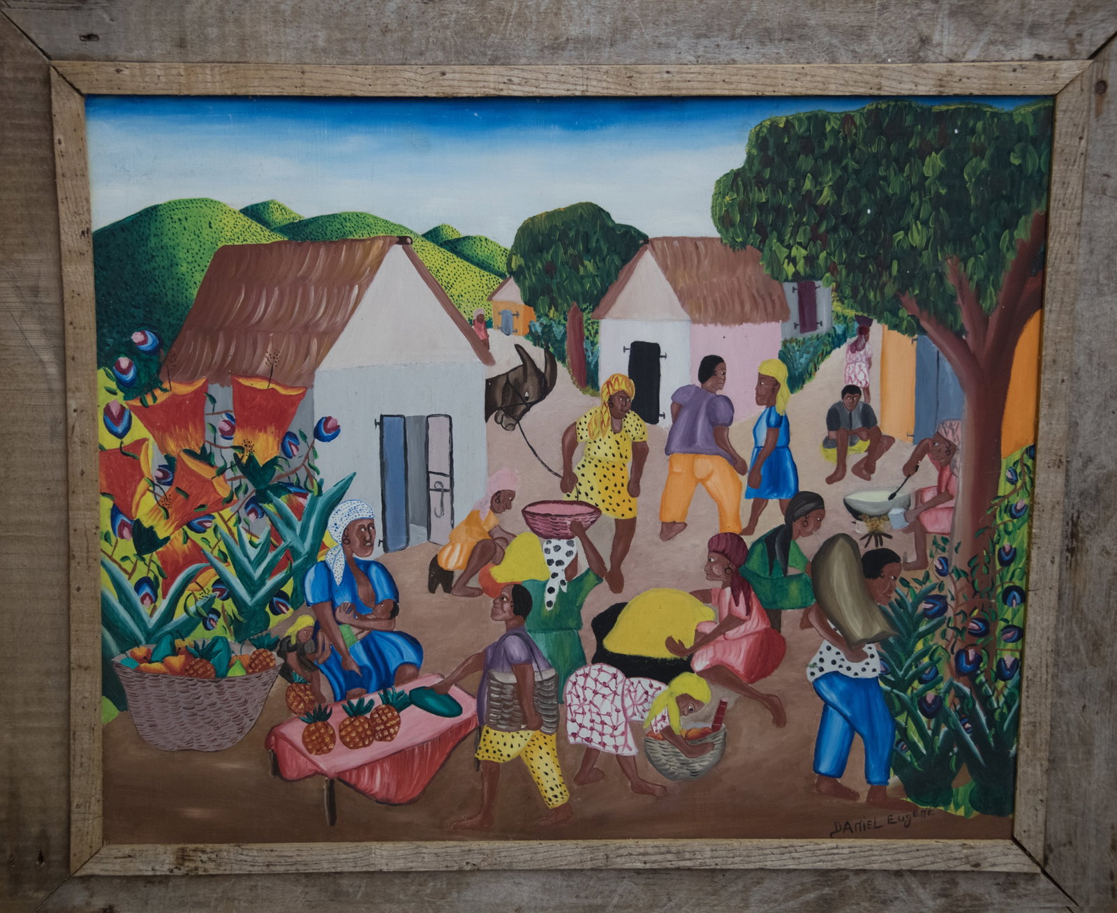 Original Haitian Painting by Daniel Eugene Market in the Street (1 of 1)