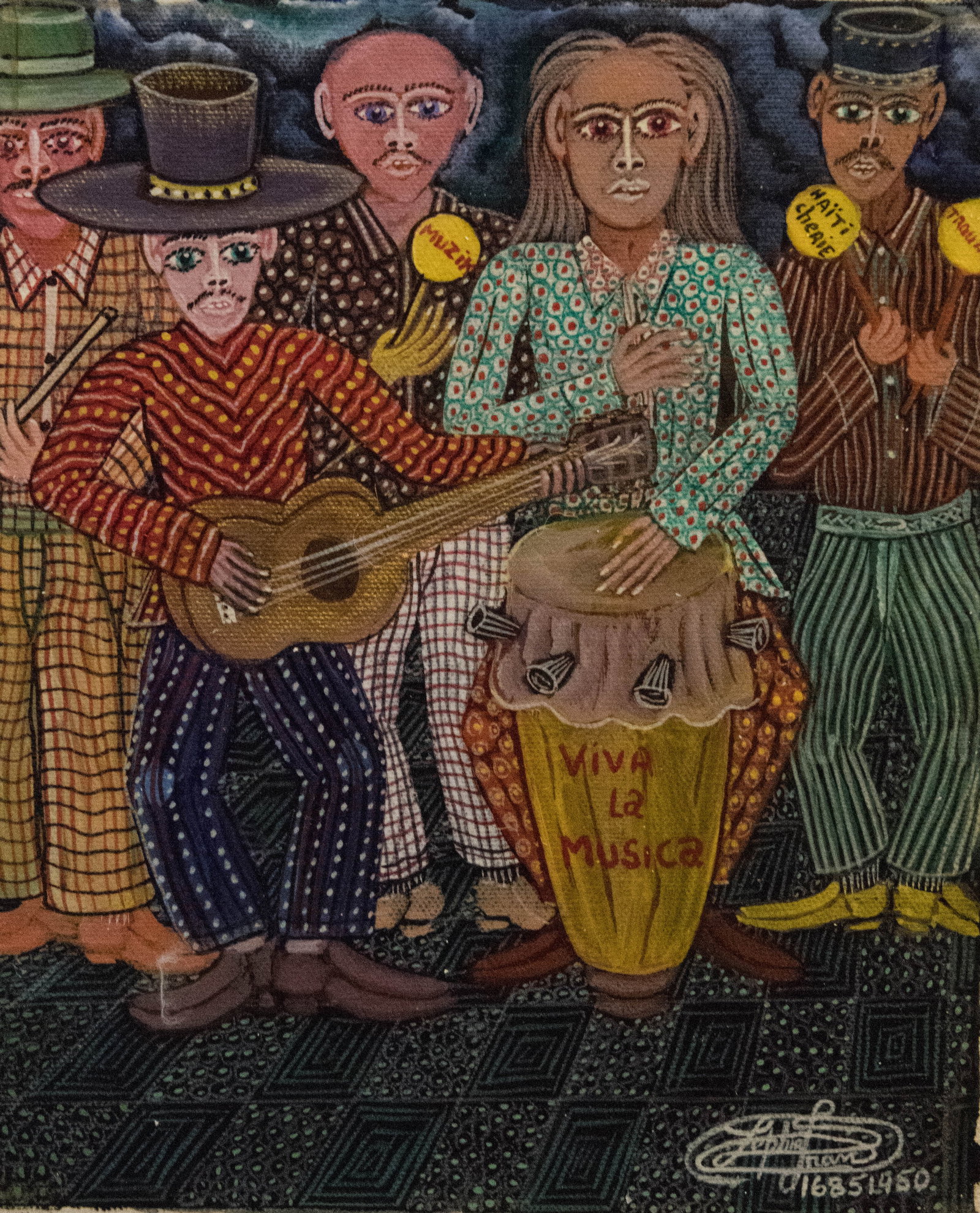 Musicians Original Haitian Painting by Frantz Zephirin: Musicians Original Haitian Painting by Frantz Zephirin Acrylic on canvas Not Stretched Not Framed