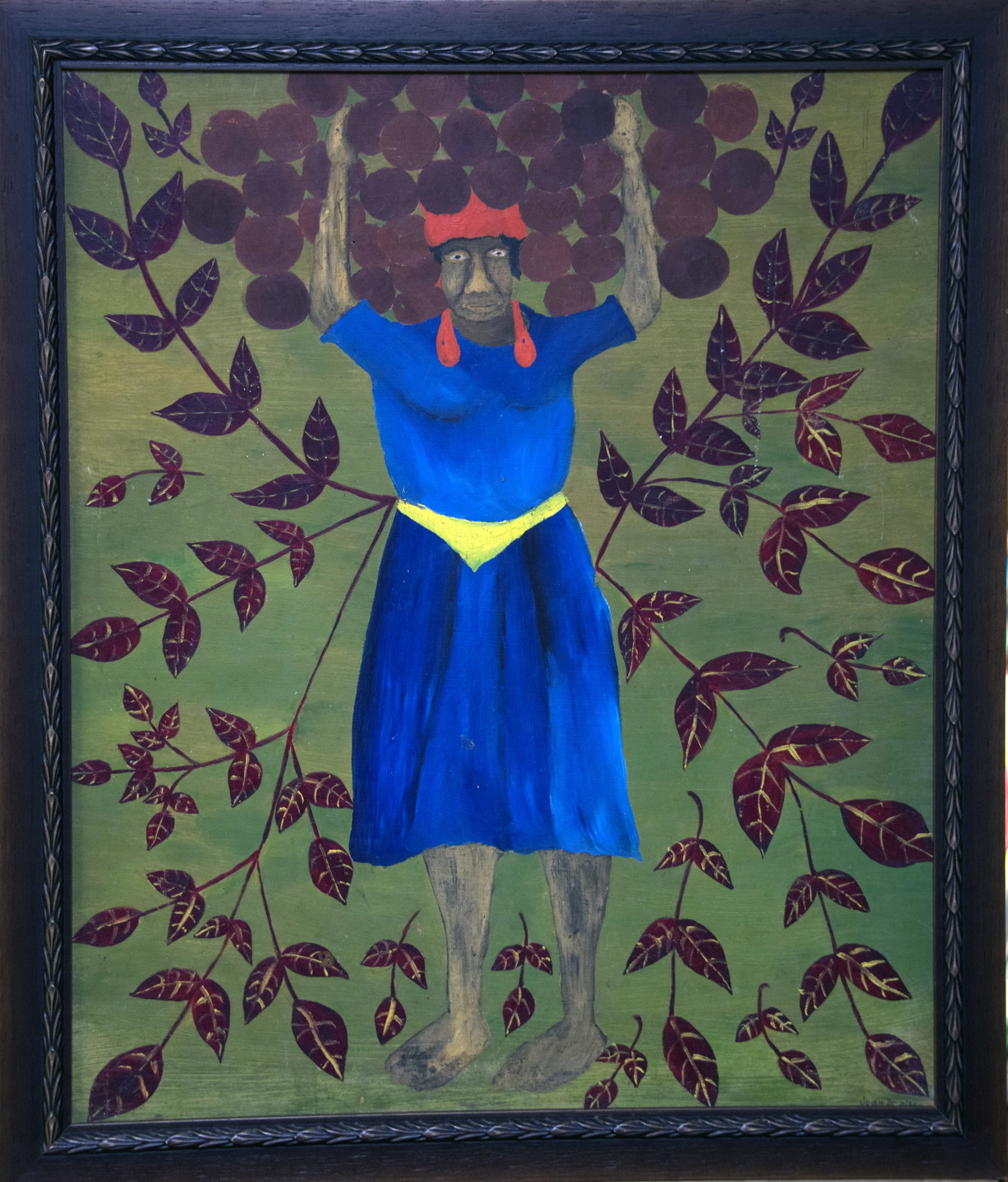 Woman in Blue Original Haitian Painting by B. Jean (1 of 1)