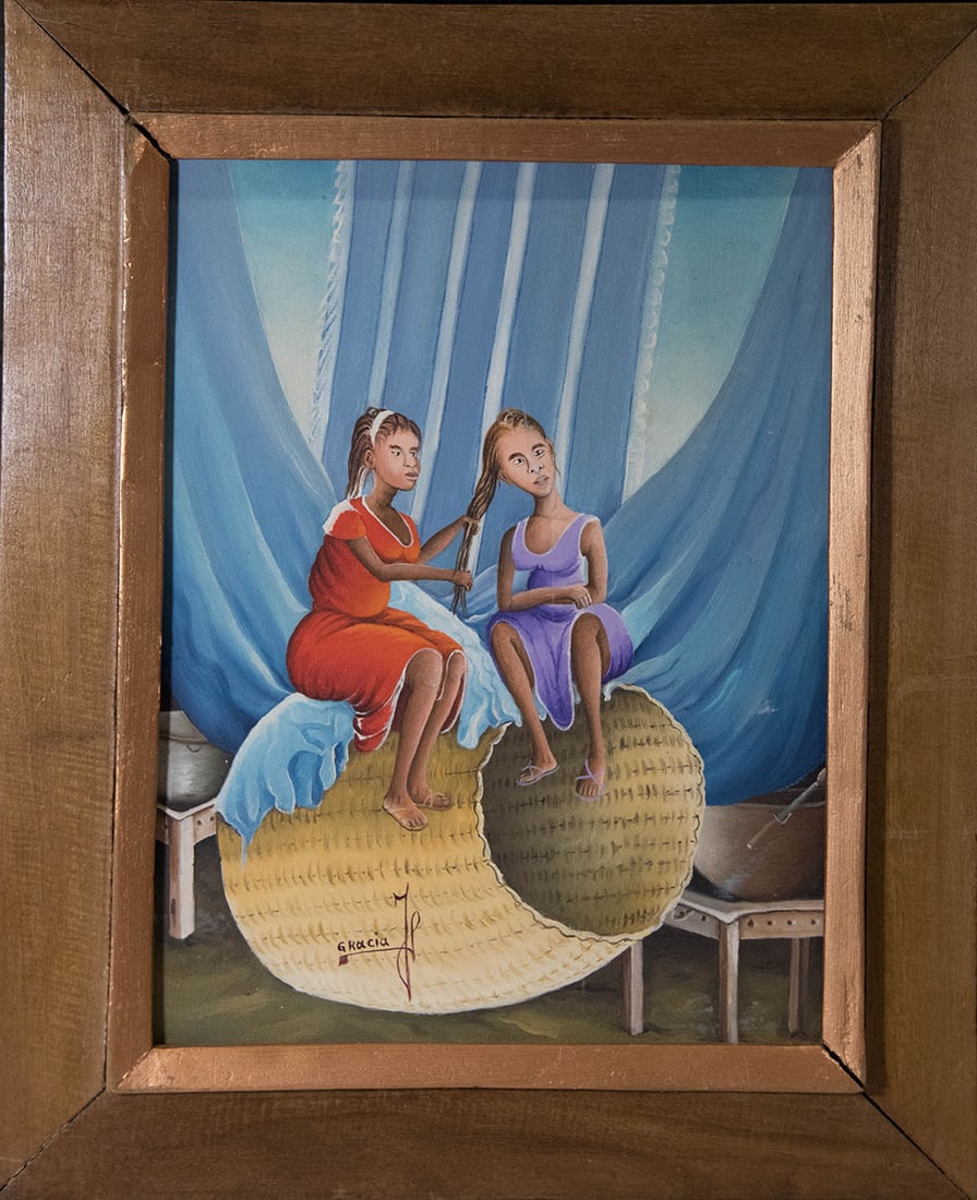 getting Hair Done Original Haitian Painting by Joseph Gracia (1 of 1)