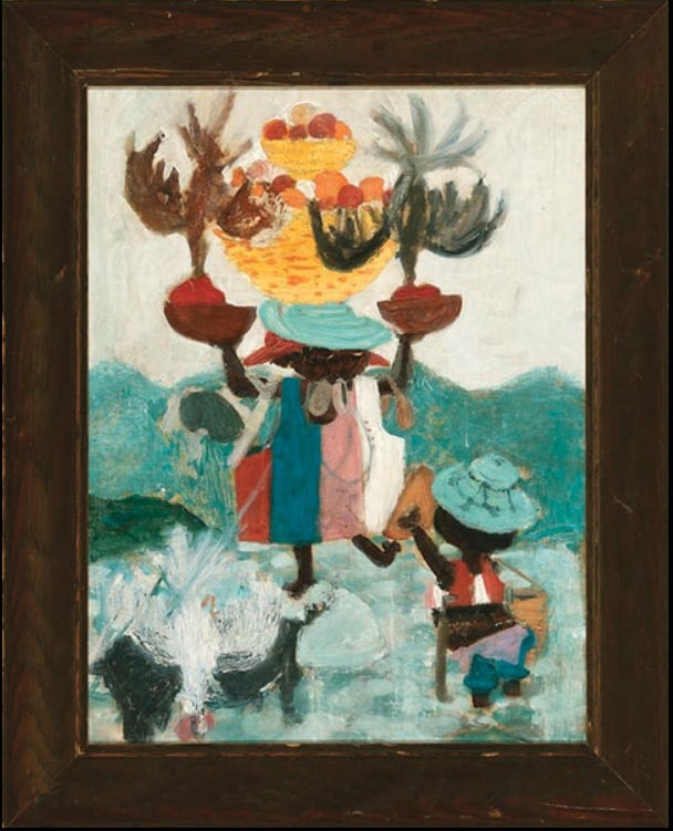 Going to Market Original Haitian Painting by HaitianArtSchool(EllisWilson): Going to Market Original Haitian Painting by HaitianArtSchool(EllisWilson) Oil on Canvas From the Collection of James Ligon New York City.