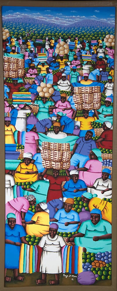Ladies with Fabrics Original Haitian Painting by Jn.Marc Cayo (1 of 1)