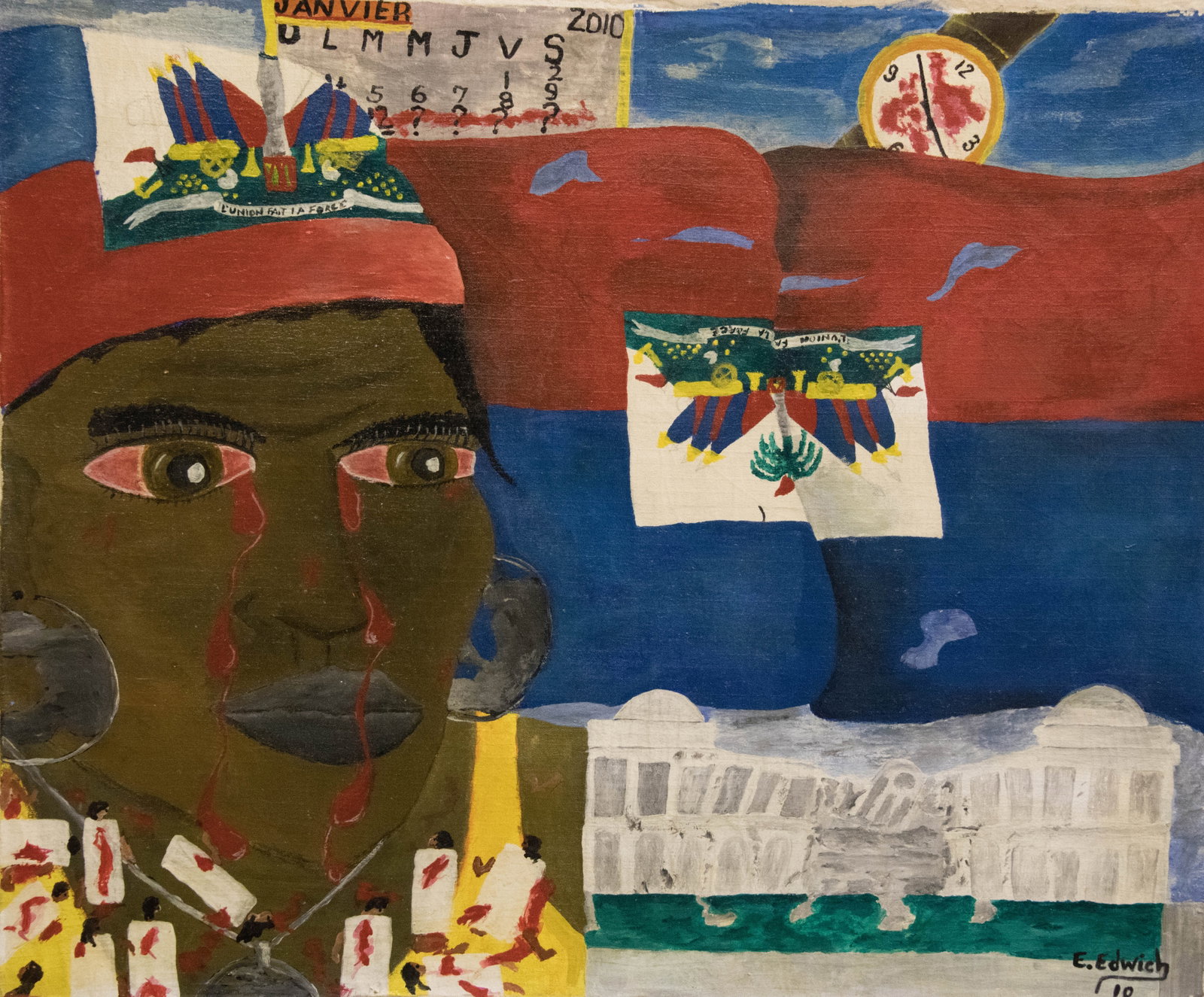 Blood Shed Trears Original Haitian Painting by E. Edwich (1 of 1)