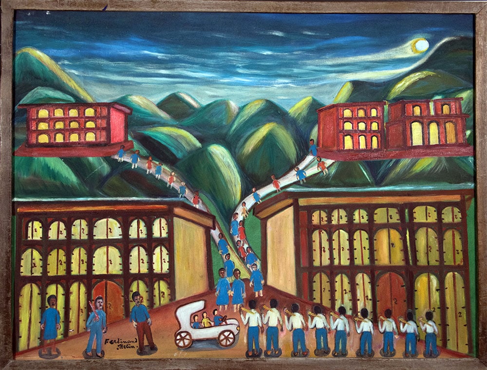 People Lining the Streets Original Haitian Painting by Ferdinand Molin (1 of 1)