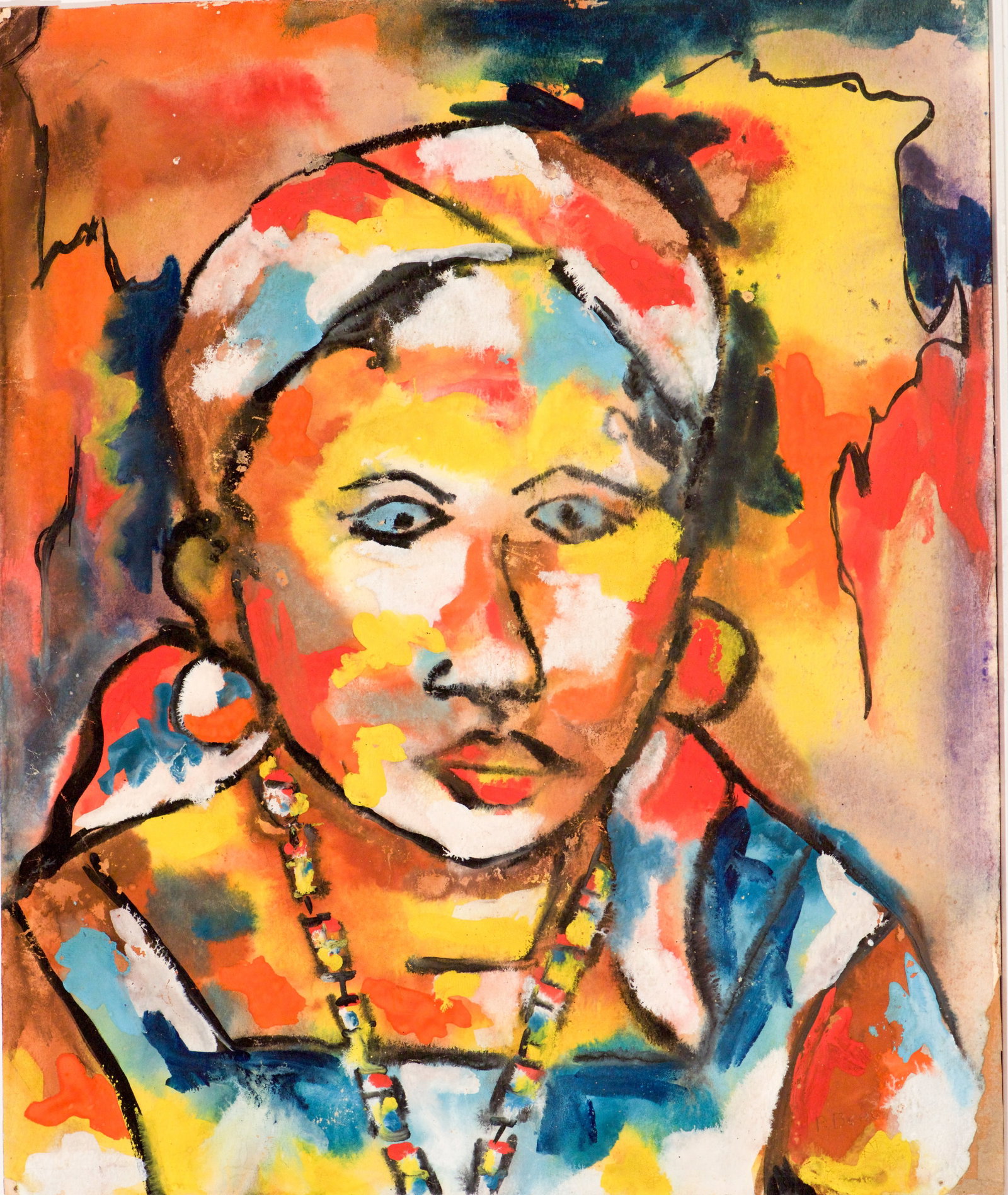 Portrait of a Woman Original Haitian Painting by Paul Beauvoir (1 of 1)