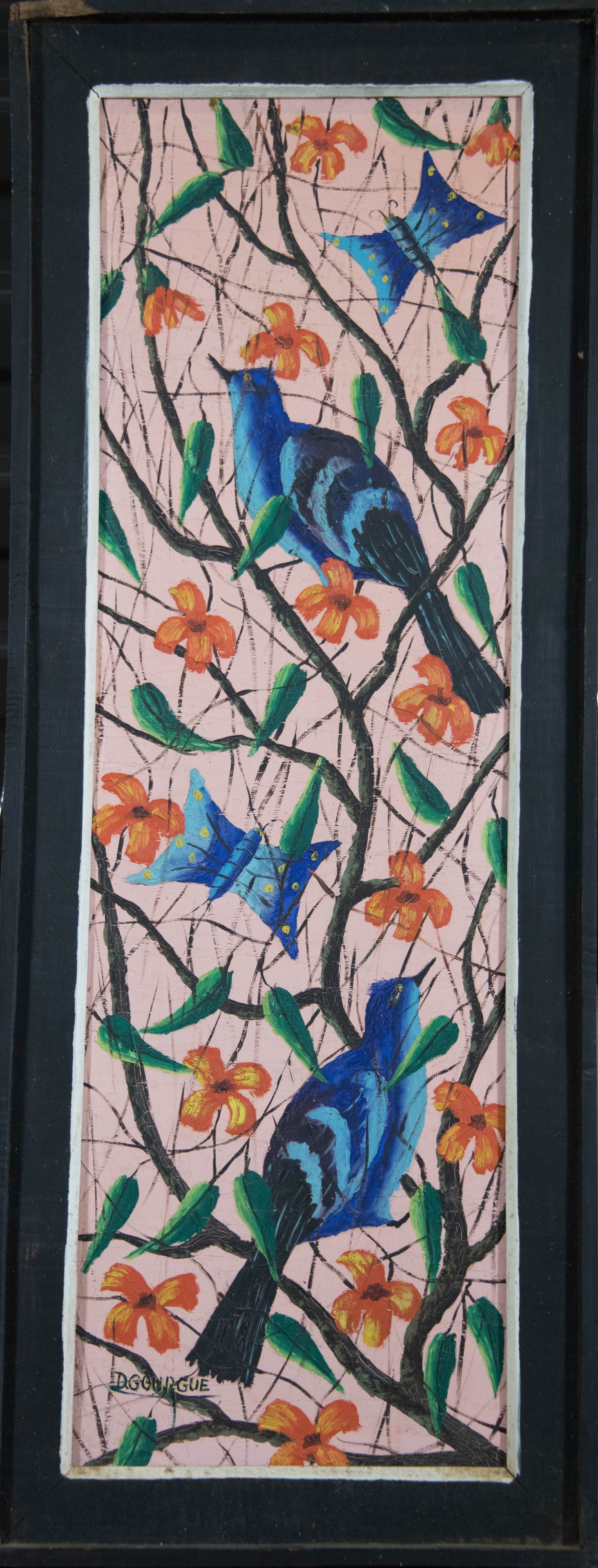 Blue Birds Original Haitian Painting by D. Gourgue (1 of 1)