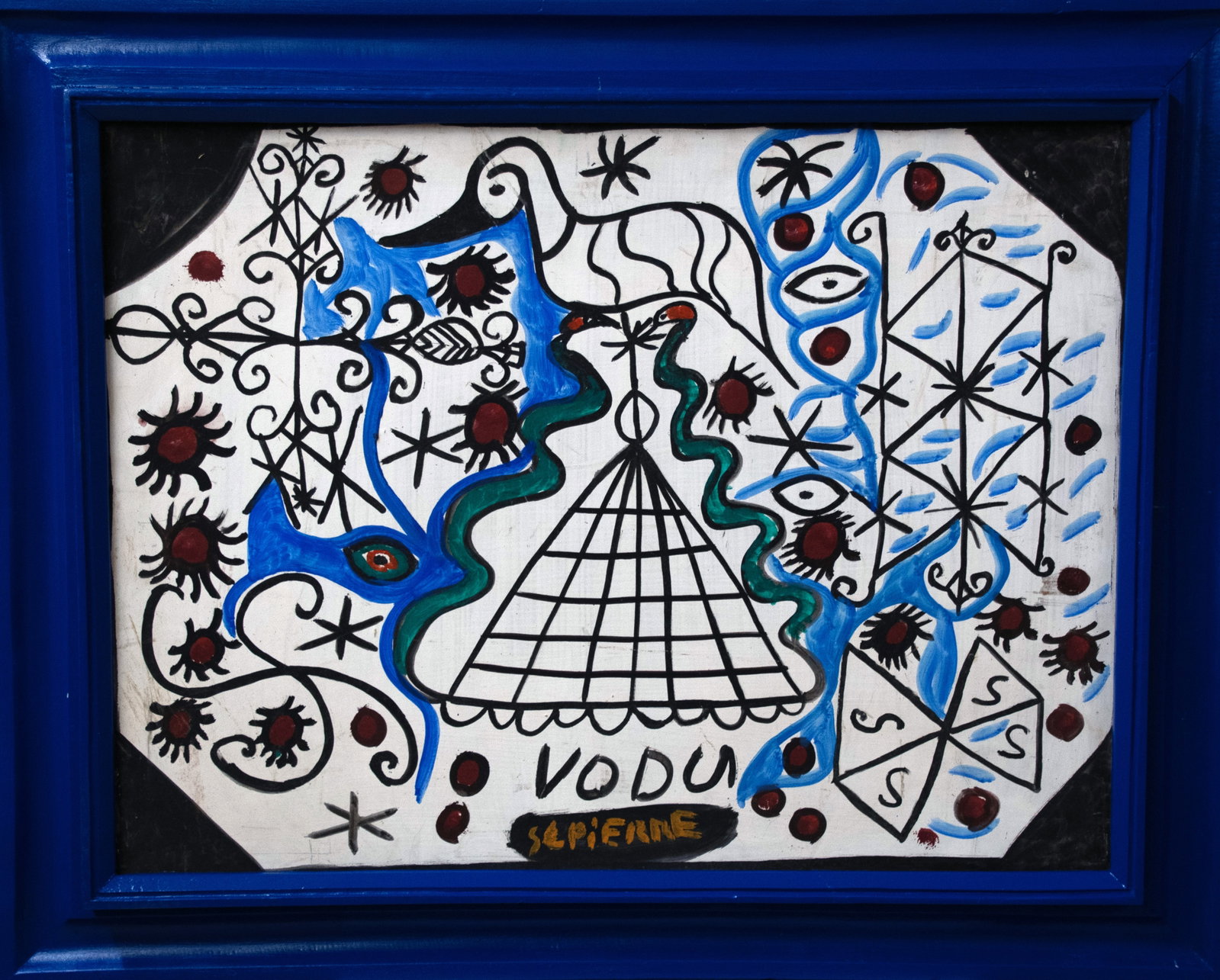 Vodu Original Haitian Painting by Toussaint St.Pierre: Vodu Original Haitian Painting by Toussaint St.Pierre Oil on Masonite From the Collection of R.C. Brixton