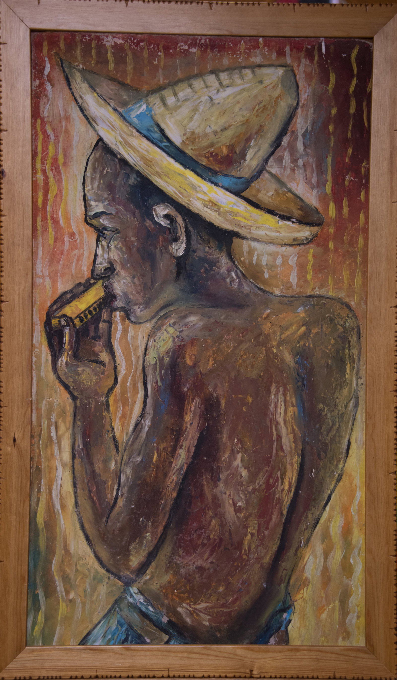 Figure Playing Harmonica Original Haitian Painting by HaitianArtSchool (1 of 1)