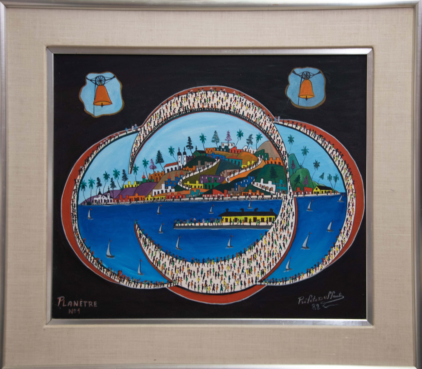 Planetre Original Haitian Painting by Prefete Duffaut: Planetre Original Haitian Painting by Prefete Duffaut Oil on Canvas