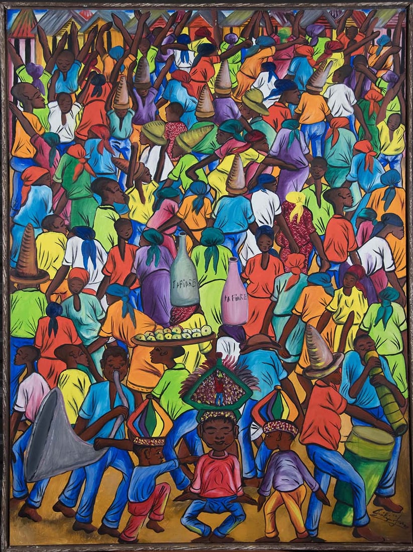 Ta Faire: Dancing Celebration Original Haitian Painting by Felix Jean (1 of 1)