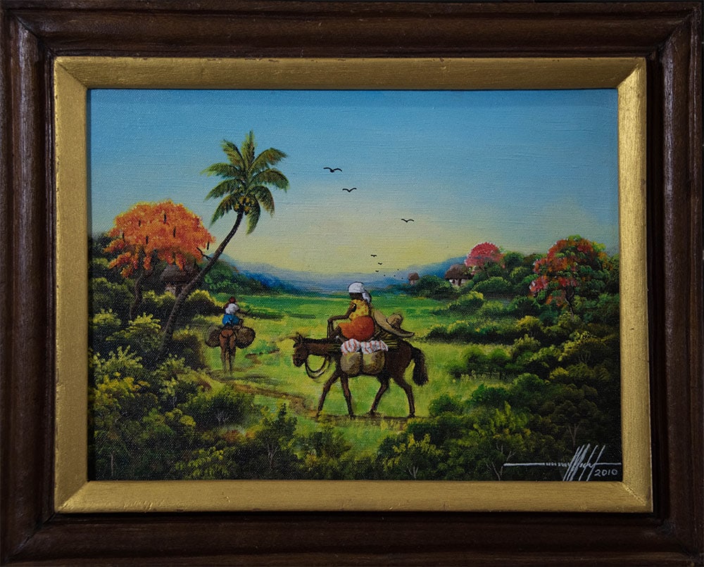 Carrying Supplies by Horseback Original Haitian Painting by Michel Simeon (1 of 1)