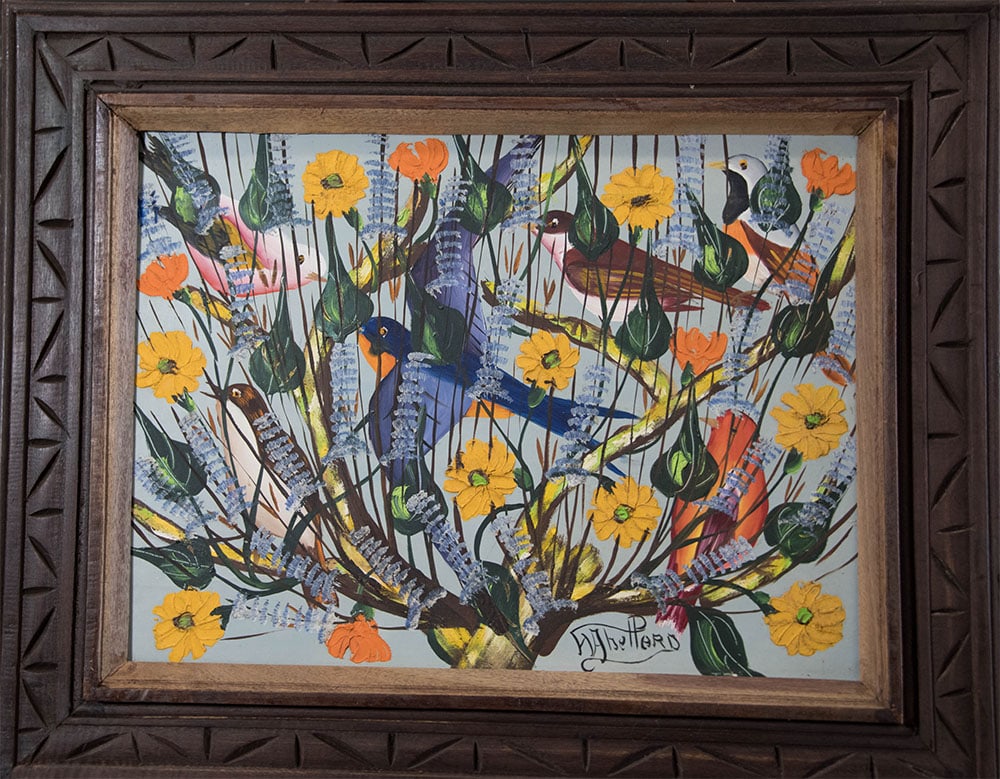 Blue Bird Flying Original Haitian Painting by W. Abellard (1 of 1)