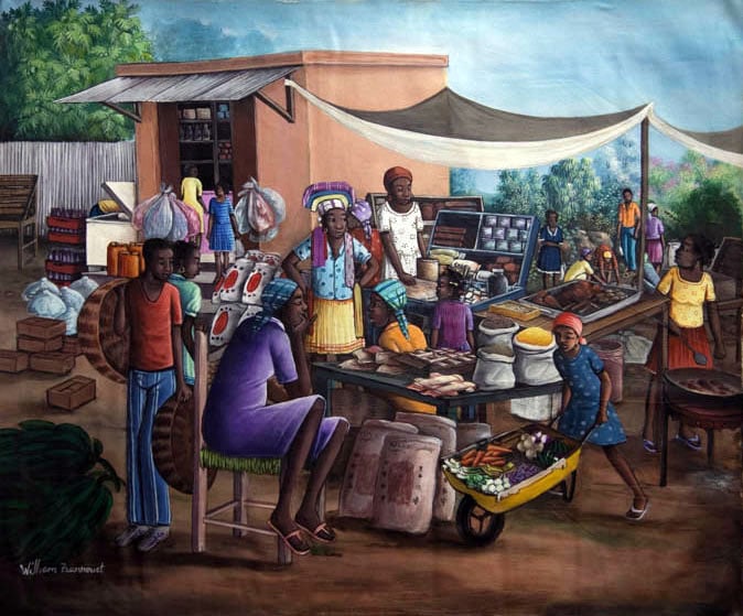 Market Life Original Haitian Painting by Wilhem Berrouet (1 of 1)
