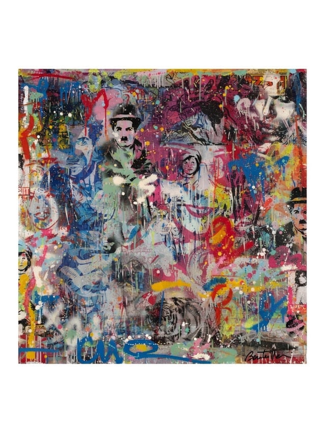 Cédric Bouteiller – Chaplin & Tiger Mixed Media Painting (1 of 2)