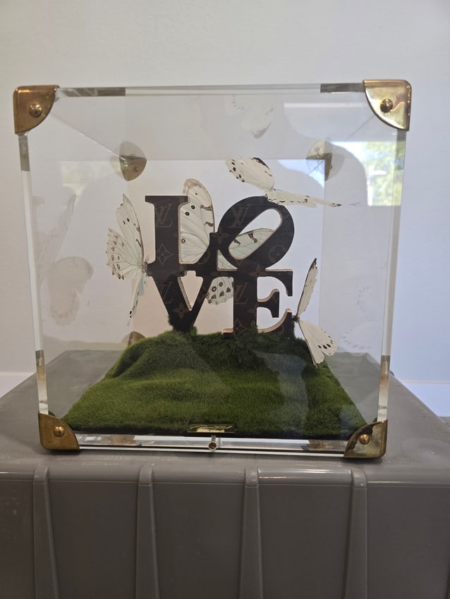 ROMAN FERAL (French/American, b. 1990) "LV Grand Love" Mixed Media Sculpture: An exquisite, highly sought-after contemporary mixed-media sculpture titled "LV Grand Love" by acclaimed Parisian-born artist Roman Feral (cataloged natively under the single-r spelling "Feral"). This