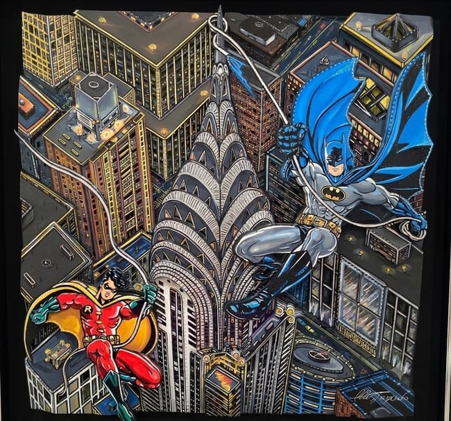 Charles Fazzino (b. 1955) Batman and Robin protect the Chrysler building (1 of 4)