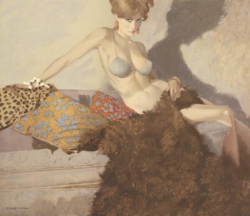 Robert McGinnis "Samantha" Limited Edition Lithograph, Hand Signed & Numbered: Robert Edward McGinnis (American, b. 1926) is a legendary artist and illustrator renowned for his iconic paperback book covers and movie posters. He created over 1,200 paperback covers and more than 4