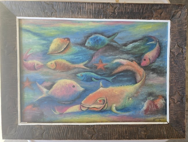 J.D. Raymond (Haitian, 20th C.) Marine Fantasy with Tropical Fish, 1966 – Ex. Bricston Collection (1 of 1)
