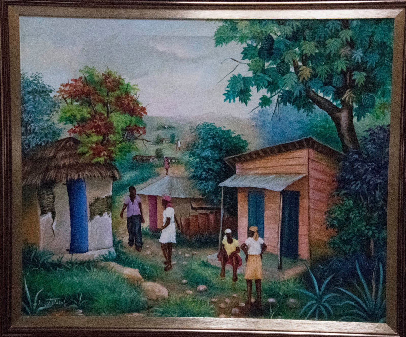 Original Haitian Painting by  Joseph Fatal Rural Village