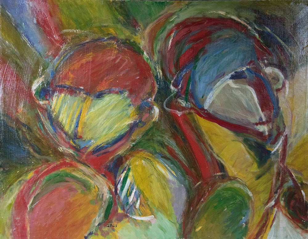 Original Haitian Painting by Gros Abstract of Two People