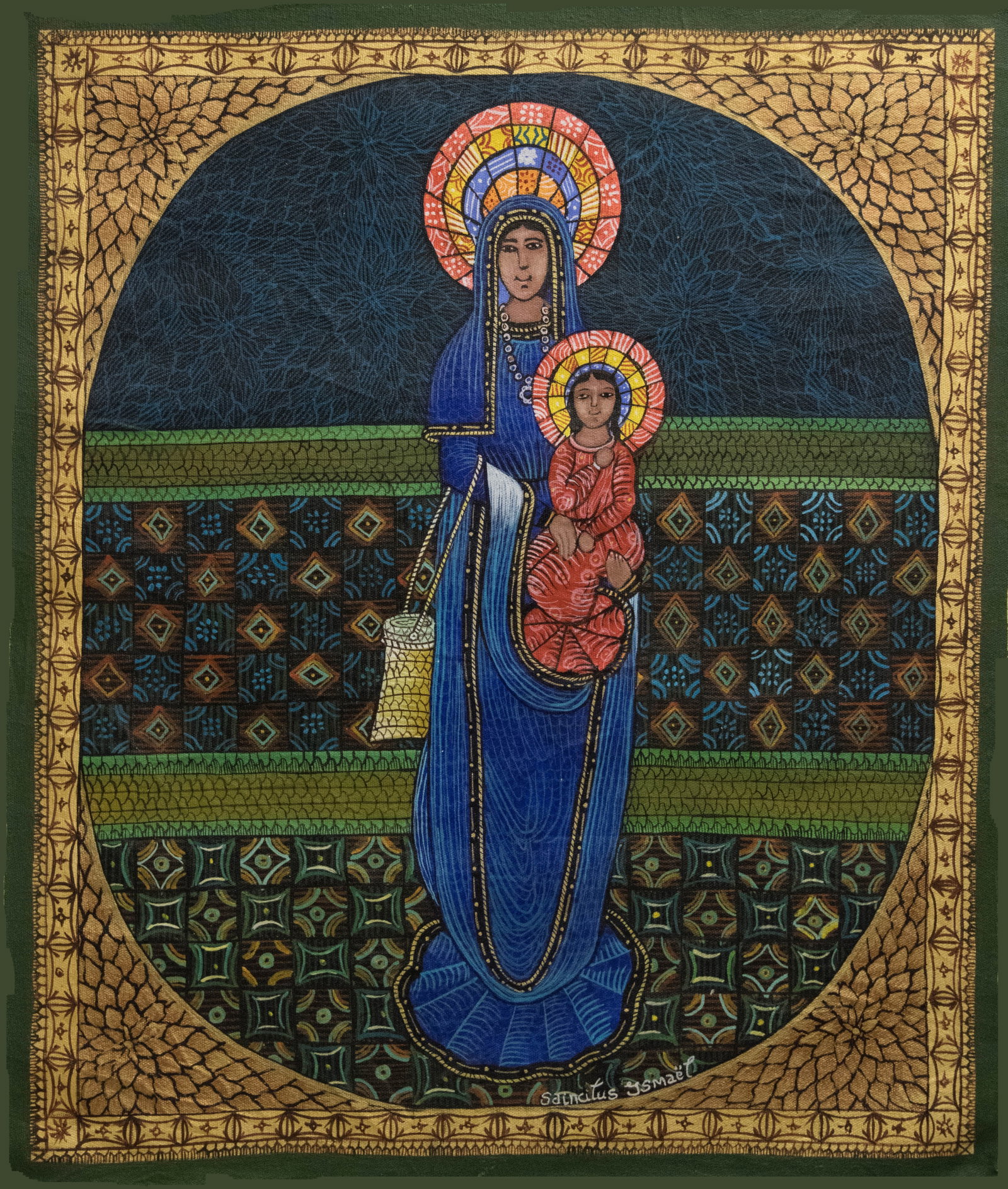 Original Haitian Painting by  Saincilus Ismael Woman and Child