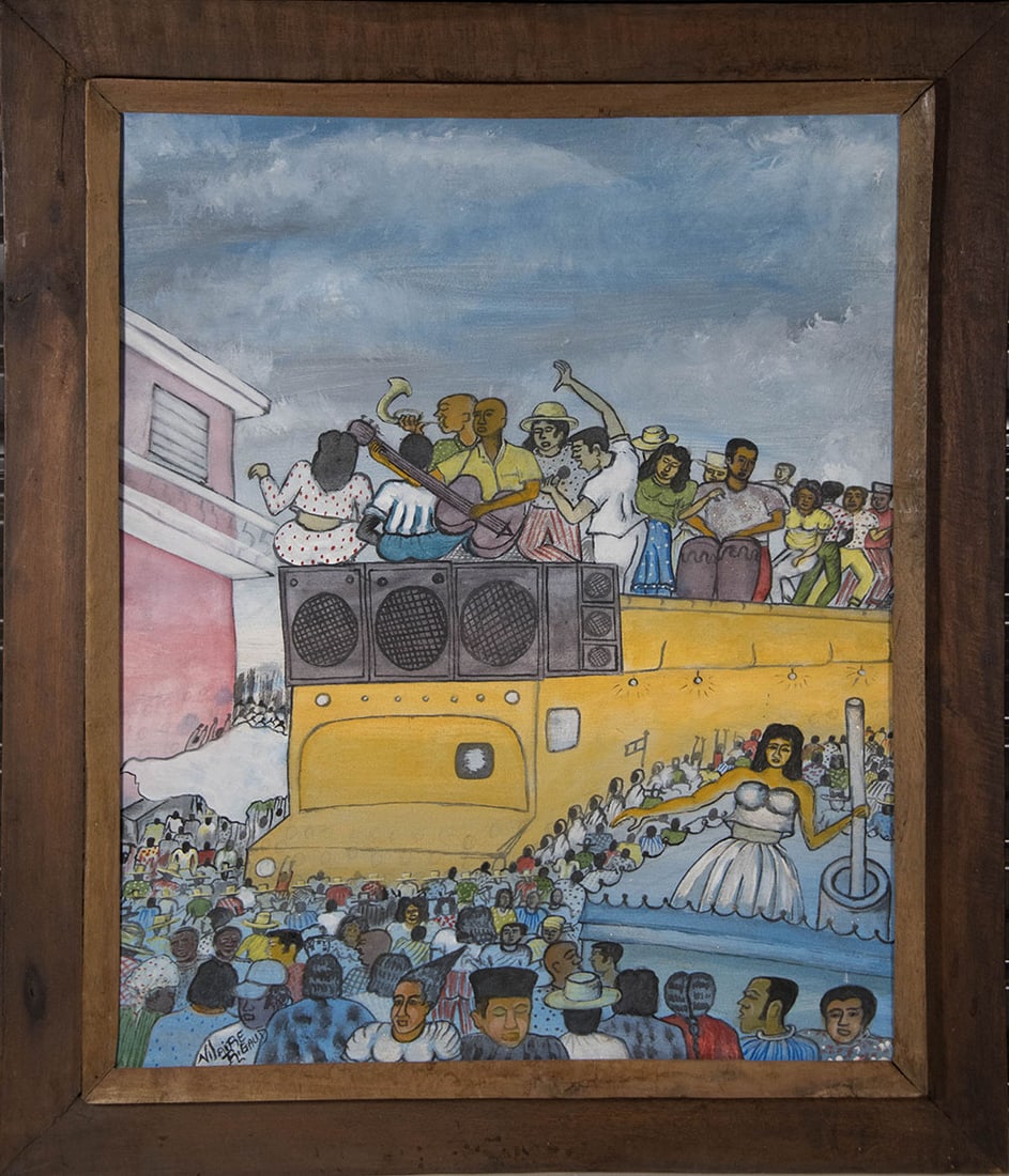 Carnaval Original Haitian Painting by Vilaire Rigaud: Carnaval Original Haitian Painting by Vilaire Rigaud Oil on Canvas Framed
