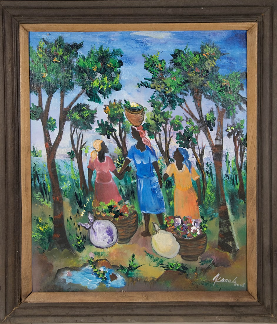 Women Beneath the Trees Original Haitian Painting by Karole Andre (1 of 1)