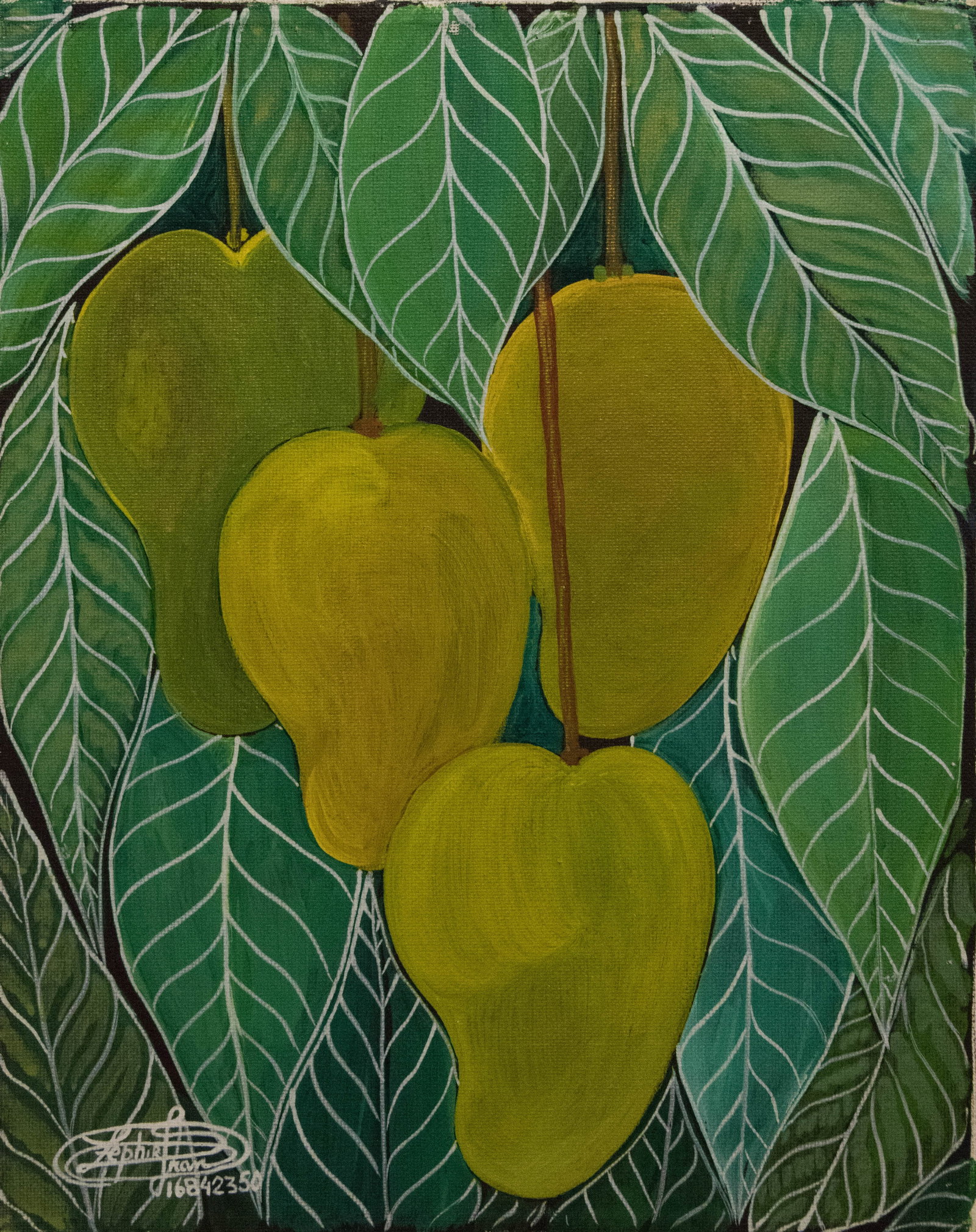 Four Pears Original Haitian Painting by Frantz Zephirin: Four Pears Original Haitian Painting by Frantz Zephirin Acrylic on canvas Not Stretched Not Framed