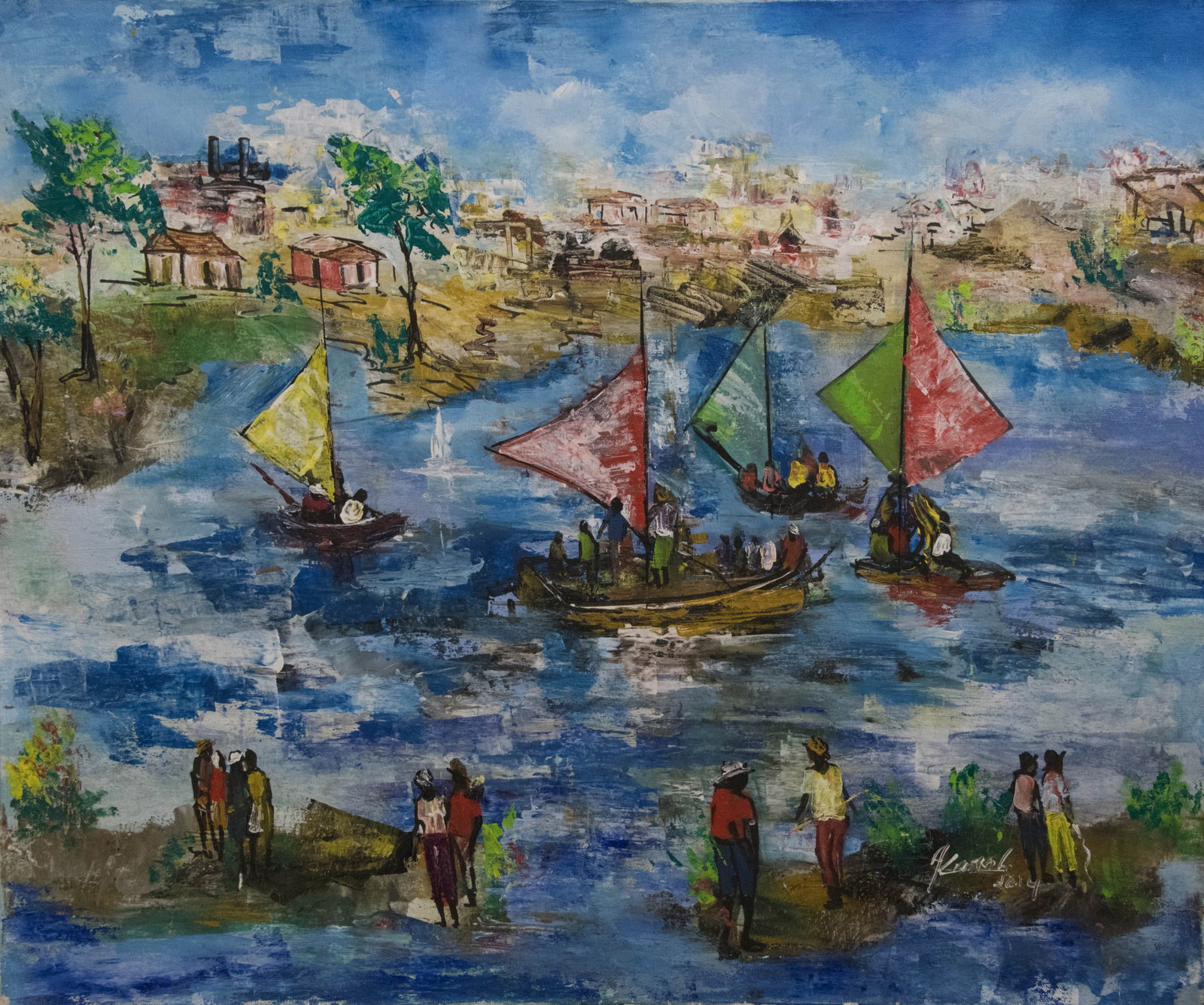 A Day of Sailing Original Haitian Painting by Karole Andre (1 of 1)