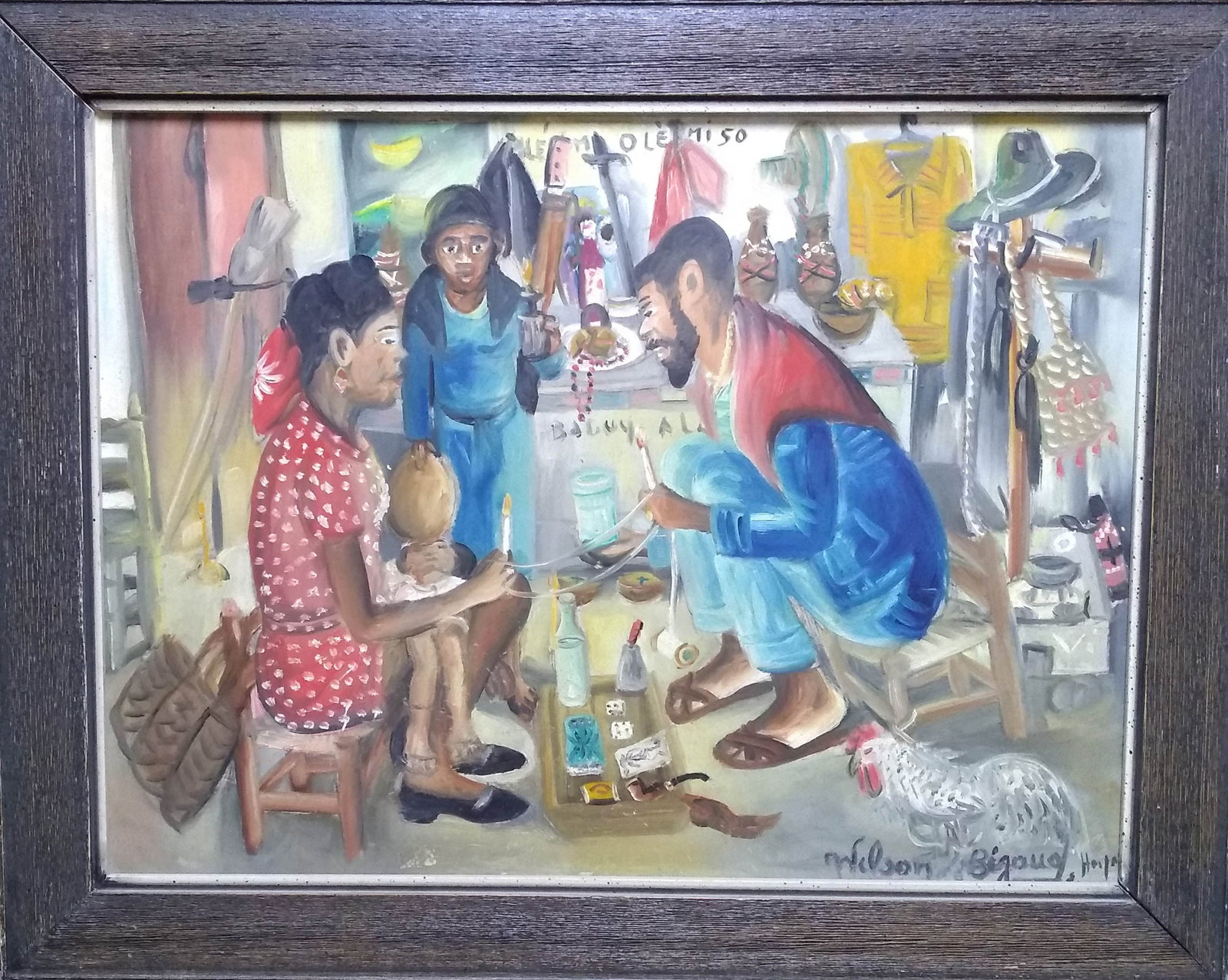 Shop Interior Scene Original Haitian Painting by Wilson Bigaud (1 of 1)