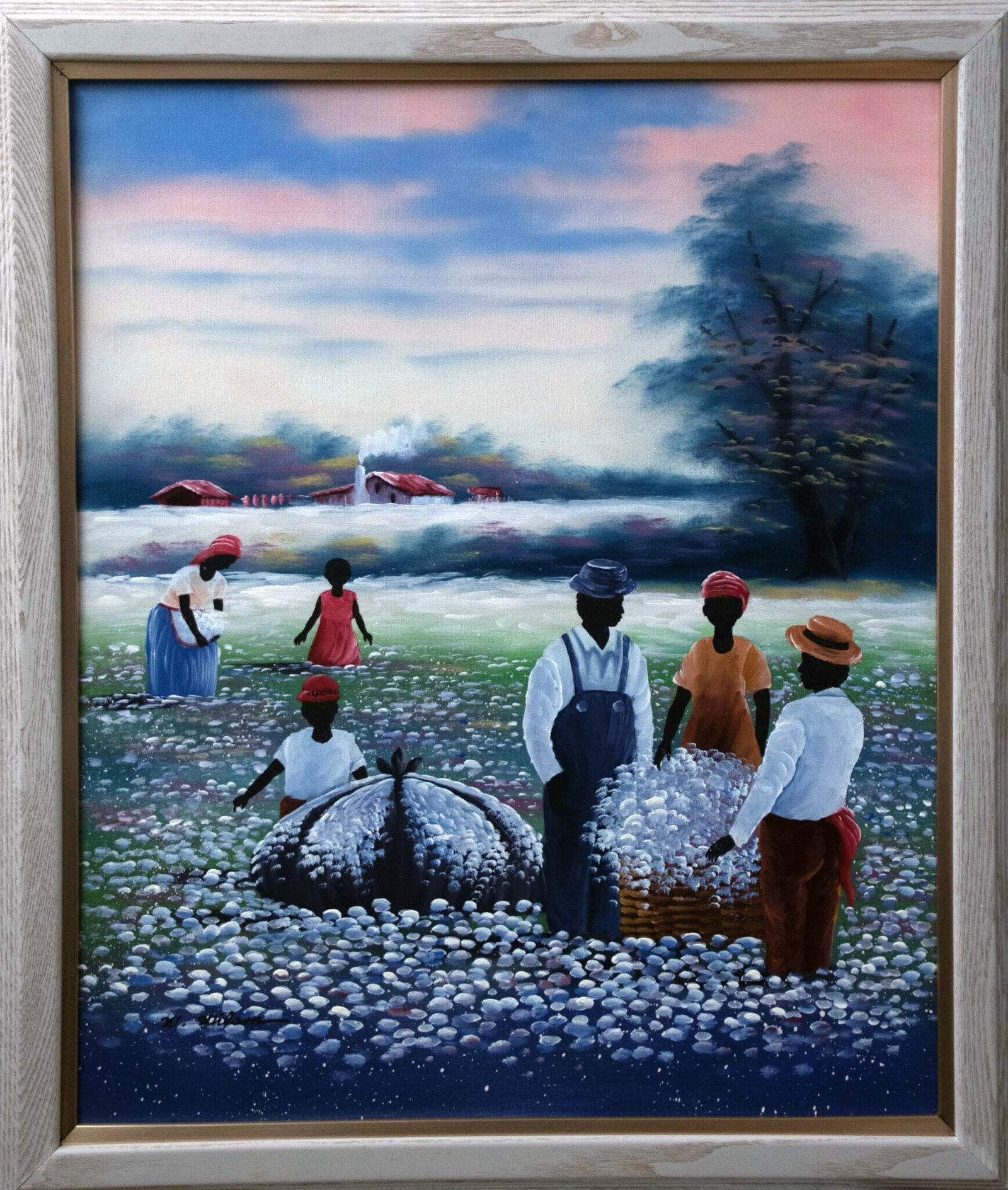 Cotton Field Workers Original Haitian Painting by W. Wilson (1 of 1)