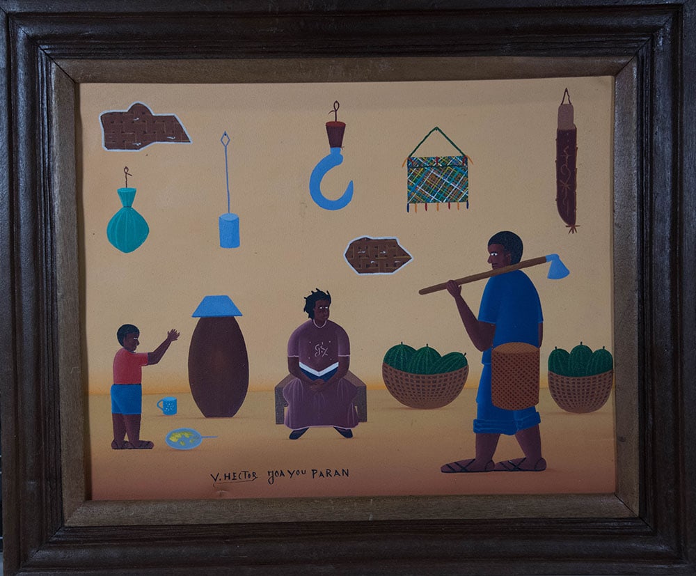 Reading a Book Original Haitian Painting by Voltaire Hector (1 of 1)