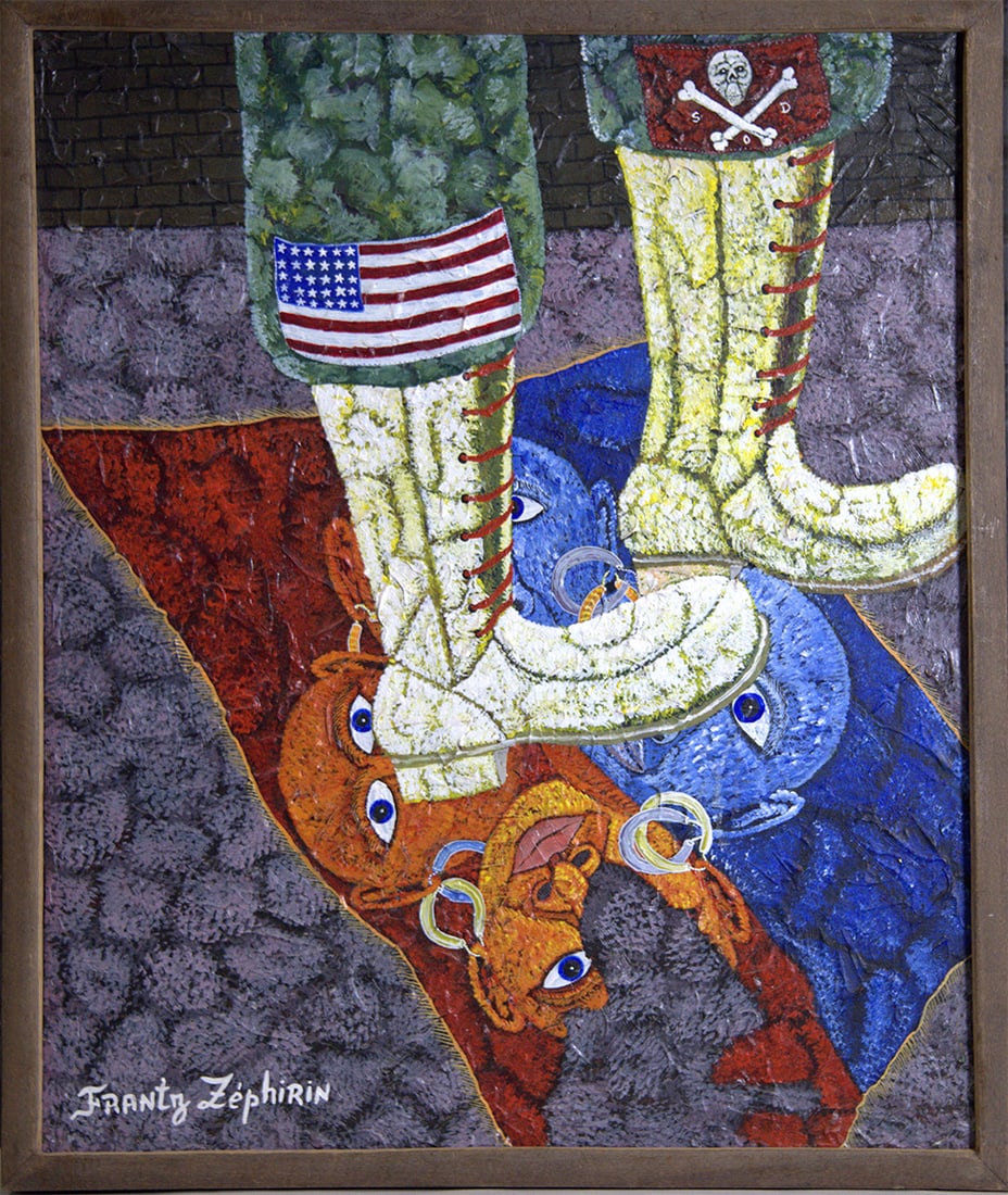 Our international reputation - Haitian Painting by Frantz Zephirin: Our international reputation - Haitian Painting by Frantz Zephirin Framed, Acrylic on Canvas FRAMED