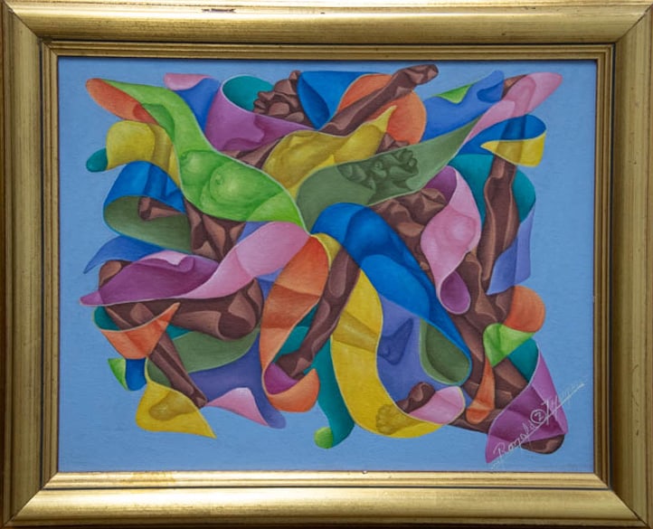 Original Haitian Painting by Roland Thomas Surrealism: Original Haitian Painting by Roland Thomas Surrealism Acrylic on Canvas FRAMED