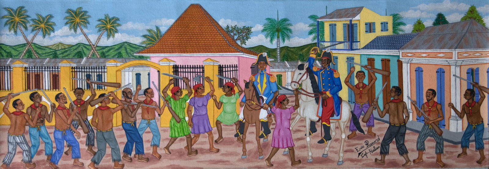 Orignial Haitian Painting by Eric Phanord Fighting in the Street (1 of 1)