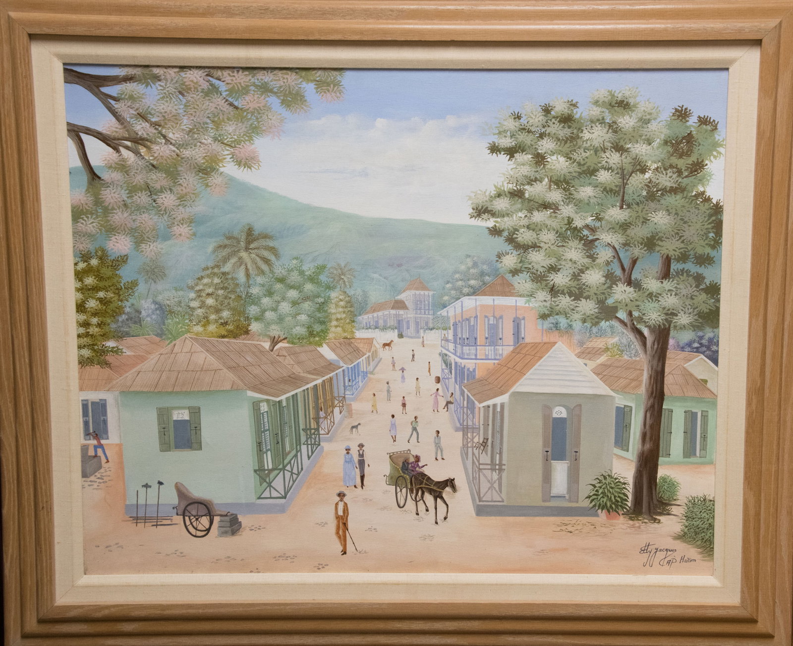 Cap Haitien Village Street Original Haitian Painting by Eddy Jacques (1 of 1)