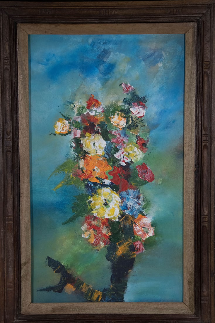 Dark Vase of Flowers Original Haitian Painting by Karole Andre (1 of 1)