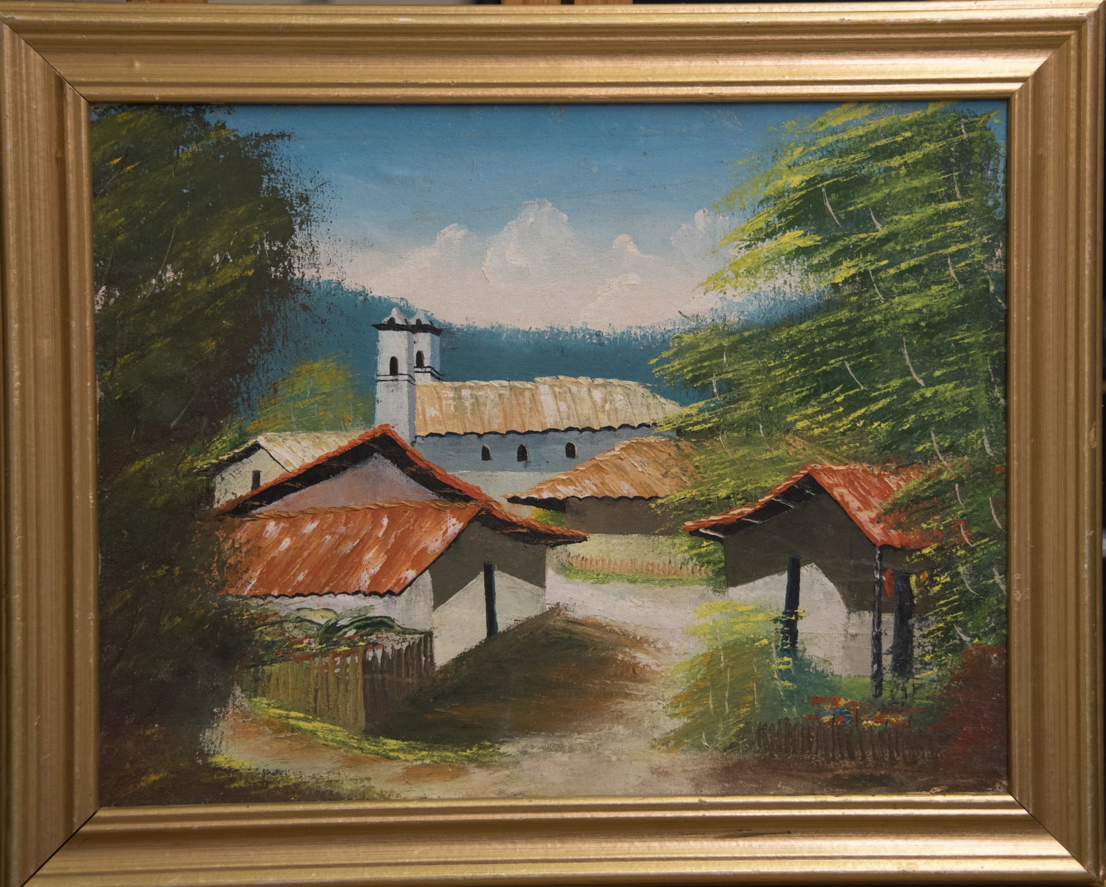 Town Buildings 1 Original Haitian Painting by Unknown Artist: Town Buildings 1 Original Haitian Painting by Unknown Artist Acrylic on Board
