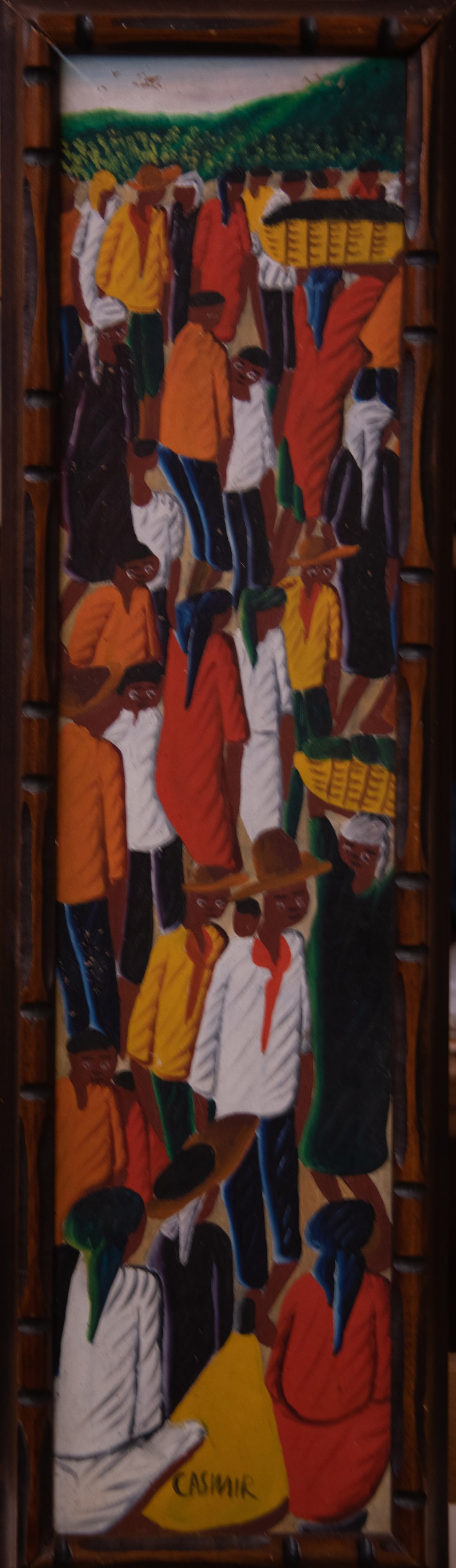 Crowded Market Scene Original Haitian Painting by Laurent Casimir (1 of 1)