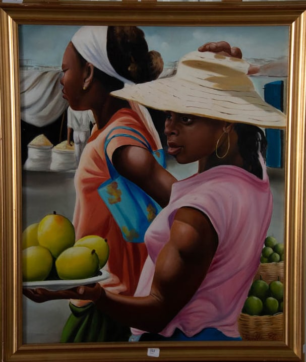 Mes beaux fruits Original Haitian Painting by Philippe Claude: Mes beaux fruits Original Haitian Painting by Philippe Claude Oil on Canvas FRAMED