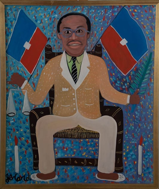 The President Original Haitian Painting by Gerard Fortune: The President Original Haitian Painting by Gerard Fortune Acrylic on Canvas FRAMED