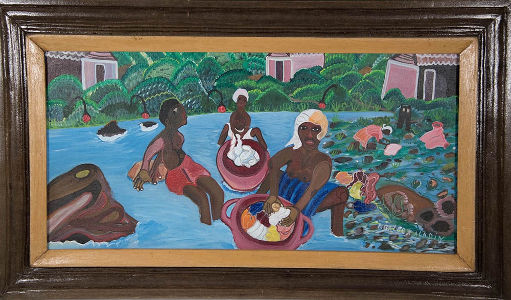 Sitting in the Stream Original Haitian Painting by Agathe Aladin: Sitting in the Stream Original Haitian Painting by Agathe Aladin Oil on Canvas